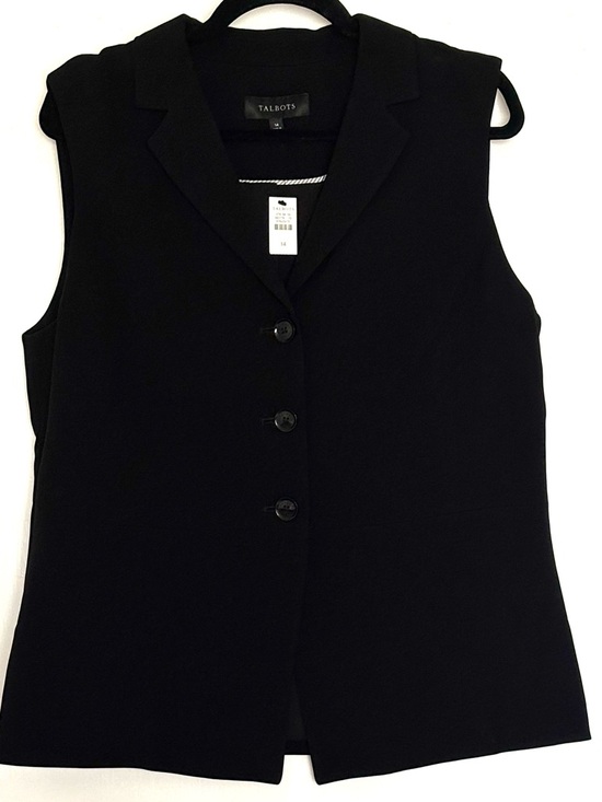 Talbots Tops - Talbots NWT Black Sleeveless Easy Travel Peplum Vest Size 14
